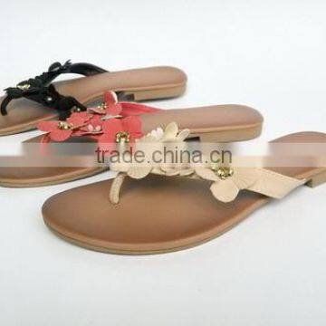 Uniseason Fancy Design PU Material Flat Durable Branded Ladies Sandals