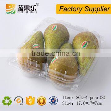 Disposable PET plastic 4pcs pear fruit packing box