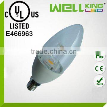 3W 5W C37 E12 E14 200-400lm COB Led CE RoHS UL led candle light bulbs