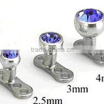 2014 Hot Sales High Quality CZ GEM Stone Steel Skin Diver body Piercing