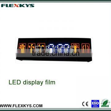 LED display graphic overlay for kitchen ventilator