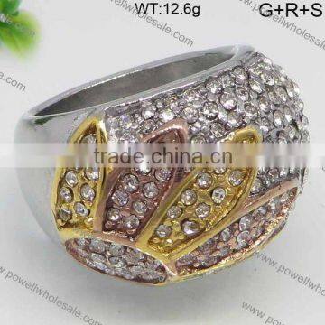 Guangzhou Factory Wholesale ladies stainless steel ring with stone