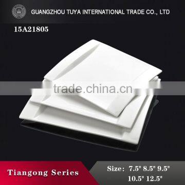 Restaurant dinnerware porcelain shallow square plate