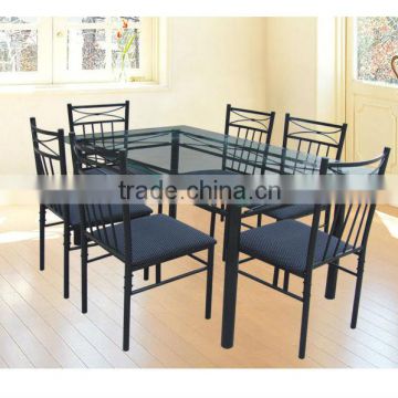 Modern steel and glass dining table