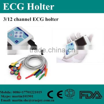 24 Hours Holter Price Medical Equipment Cardiac Heart Monitor 3/12 Channel ECG Holter Price with Free Software-Shelly