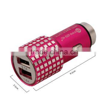 Promotional Gifts Customized Logo Alloy Fast Charge Cheap Dual Usb Car Charger With LED Indicated Light photo-2