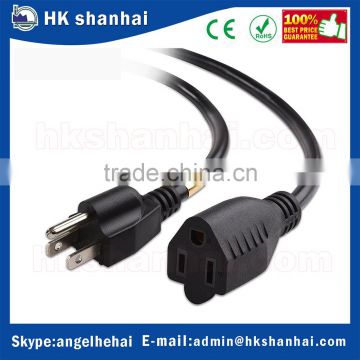 hot new products for 2016 SJT 3-Conductor NEMA 5-15P to NEMA 5-15R heavy duty AC standard power extension cord