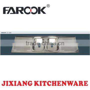 double bowl double tray ss kitchen sink