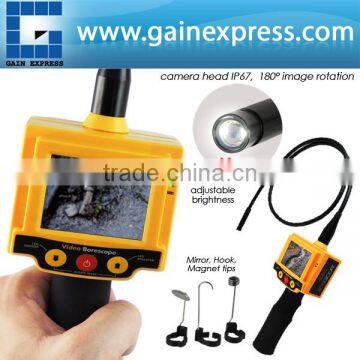 Industrial Endoscope 2.4 inch TFT LCD Video Borescope Car Pipe Inspection 10mm Camera 180 degree Rotation Snakescope 2 LED