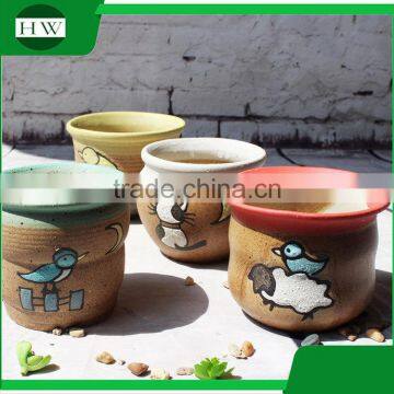 wholesale cheap mini round cup shape cartoon handwork decoration cement garden flower pot