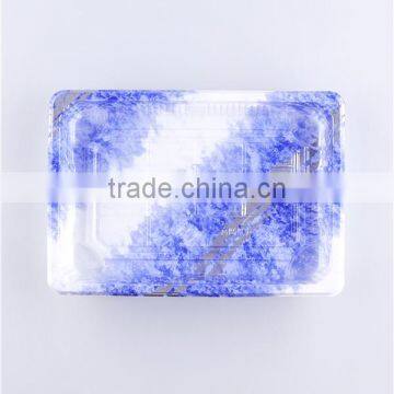 Blue Square Compartment Plastic Food Serving Trays Trays Disposable for Restaurants photo-2