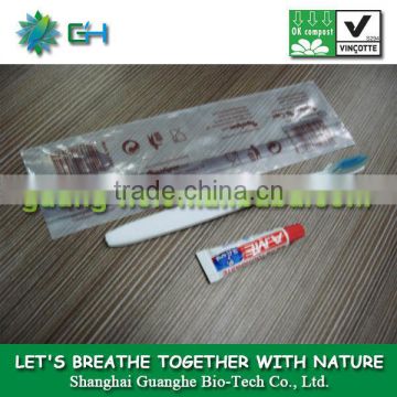 PLA 100% biodegradable plastic toothpaste and toothbrush kits