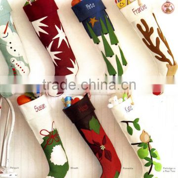 150505 Felt Christmas Stocking with Santa Snowman and Reindeer