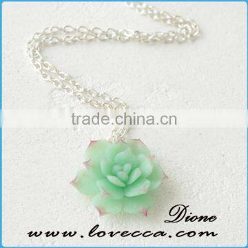 Wedding Bridal Jewelry Flower Necklace Green Mint Succulent Necklace photo-4