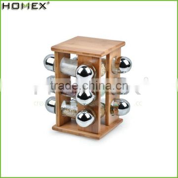 Hot Sale Best Quality Bamboo Wooden Spice Rack With Jar For Restaurant/Homex_Factory