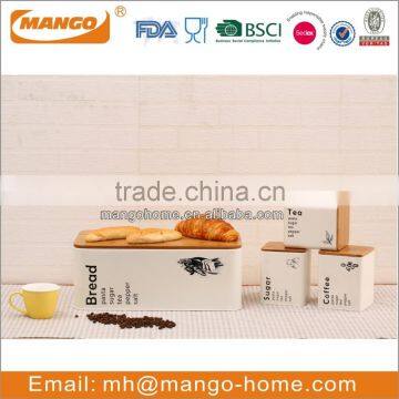 Airtight Metal Logo Kitchen Canister Set With Wooden Cover photo-2