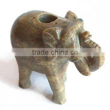 Elephant Shape Soapstone Candle Stand