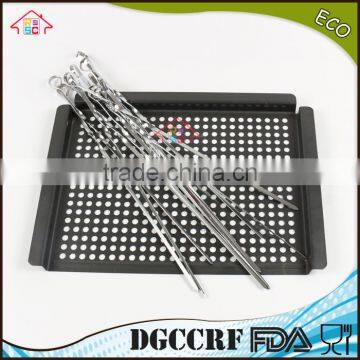 NBRSC 10PCS BBQ Barbecue Stainless Steel Grilling Kebab Lamb Flat Skewers Needle 33CM photo-4