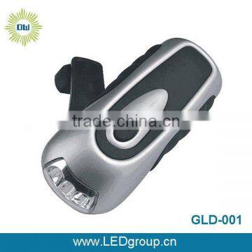 3 LED hand crank dynamo flashlight