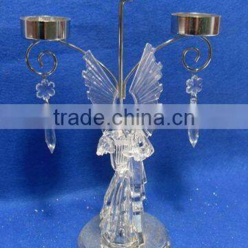 Clear Acrylic Angel With Iron Candle Holders Xmas Ornament Decorations photo-2