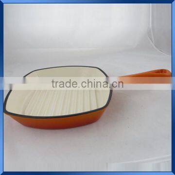 Enamel coating cast iron rectangle grill pan