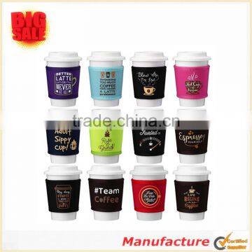 Hot Selling Design Neoprene Insulated Coffee Cup Sleeves 12pc Mixed Color Cup Sleeves