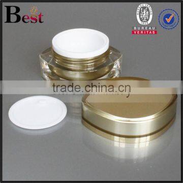 Luxury Unique Shape Square White Gold Acrylic Cream Jar With Lid 15ml 30ml 50ml Cosmetic Plastic Jar With Cap photo-3