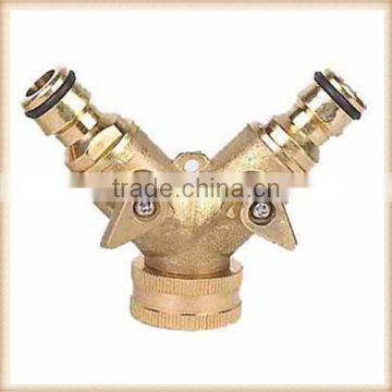 2 way manifold brass with shut-off valve