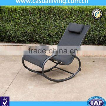 Outdoor garden rocking lounge chair with pillow