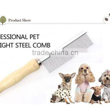 2017 newest wooden handle stainless steel pet comb Hot sale pet products