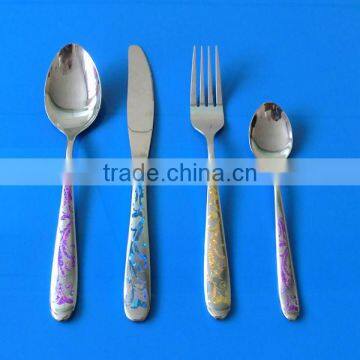 Colorful flower handle 4 Pcs Stainless Steel Cutlery Set