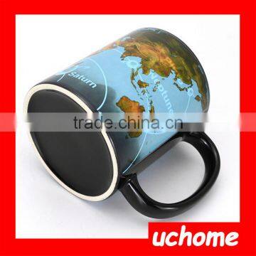 UCHOME 2016 New Magic Ceramic World Map Color Changing Mug,Creative Heat Transfer Printing Cup