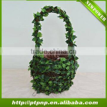 Factory Wholesale Handbag Design Handmade Natural Leaf Rattan Flower Pot