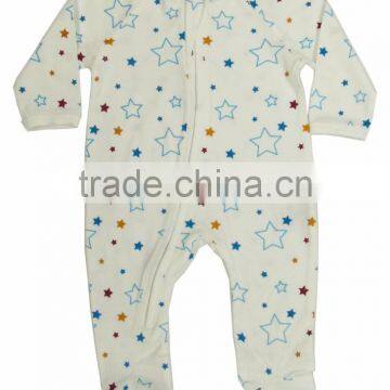 Comfortable quality Organic cotton baby Zipper rombers and Organic New Style Plain and Printed baby rombers