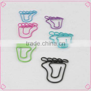 Promotional stationery metal cute foot shaped colorful paper clips