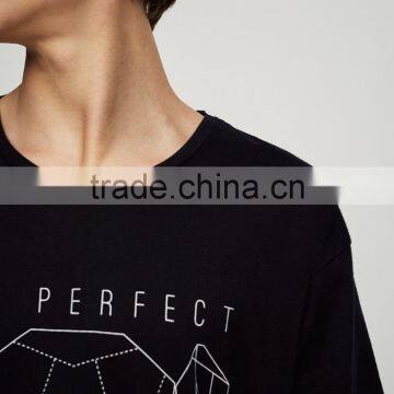100% Cotton Fashion Design Custom Printing Shirts Mens Black T-shirt photo-3