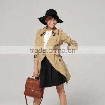 Women fashion European style khaki long sleeve all match cotton winter trench coat