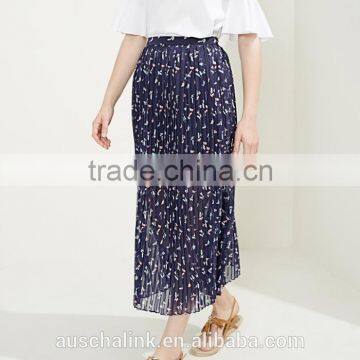 latest summer korea style ladies long pleated skirt design new pattern