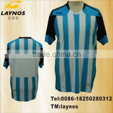 high-quality classic blue and white soccer uniforms