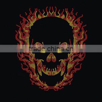 wholesale cheaper custom skulll rhinestone heat transfer for clothes