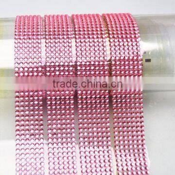 Hot Pink And Crystal Stone Wholesale Custom DIY Self Adhesive Back Glue Rhinestone Sticker Sheet photo-3