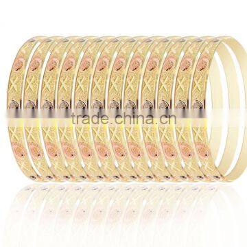 Diamond cut 6 MM Three Tone Plated Bangles