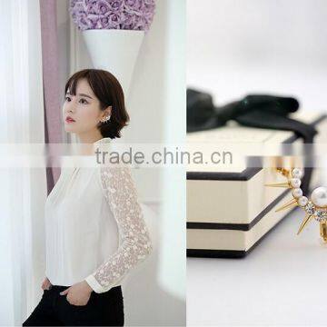 2015 Rivet Design Dick Style Earring Cuff, Upscale Alloy Crystal Earrings With Pearls photo-6