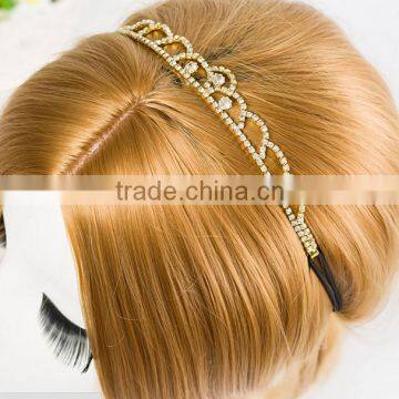 Quality gold crown tiara hairbands make custom miss world tiara hairband korean wedding hair clip hairdands