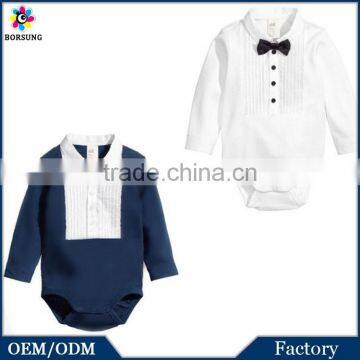 2015 Latest Long Sleeve Bow Black/White Cotton Baby Rompers