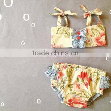 Baby girls summer time two pieces swimsuit floral and fruits patterns from China