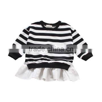 Striped skirt autumn new Korean baby skirt spring and autumn children stitching lotus leaf dress