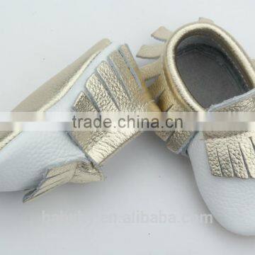Pink and Gold Moccasin Baby Shoes Genuine Leather Soft Sole for Boy and Girl photo-2