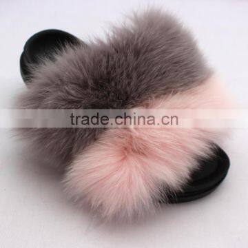 Myfur 2017 Trending Products Upper Fur Traveling Summer PVC Slide on Slippers Wholesale Slipper PVC Plastic