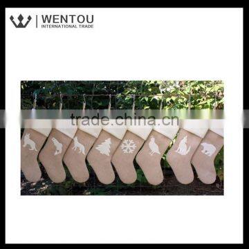 Fashion Personalized Burlap Cute Christmas Stocking photo-3